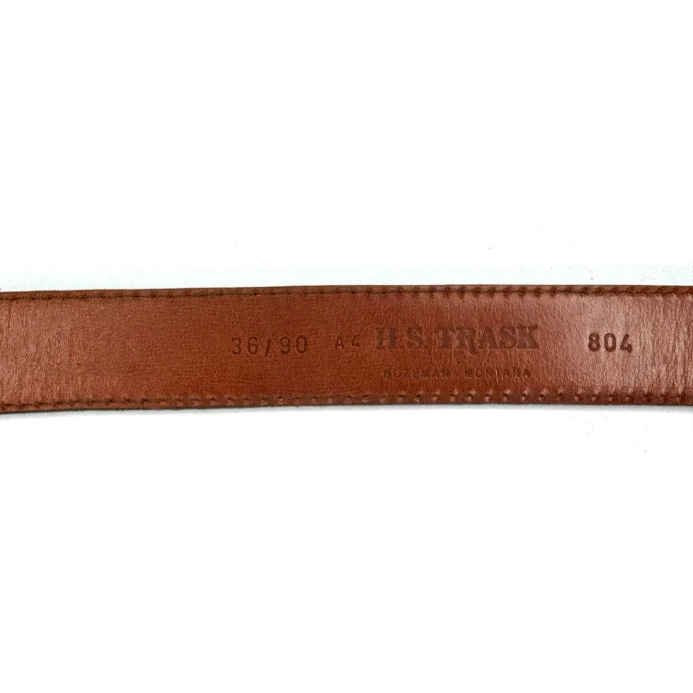 H.S. Trask Men's Authentic American Bison Black Leather Belt Size 36 USA Made